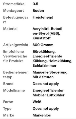 Energieeffizienter Luftkühler Mobil, Tragbare Klimaanlage Ohne Abluftschlauch, S