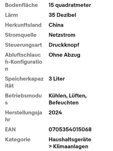 Energieeffizienter Luftkühler Mobil, Tragbare Klimaanlage Ohne Abluftschlauch, S