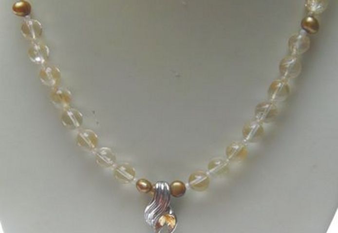 Citinkette mit Citrinanhänger, 925 Silber