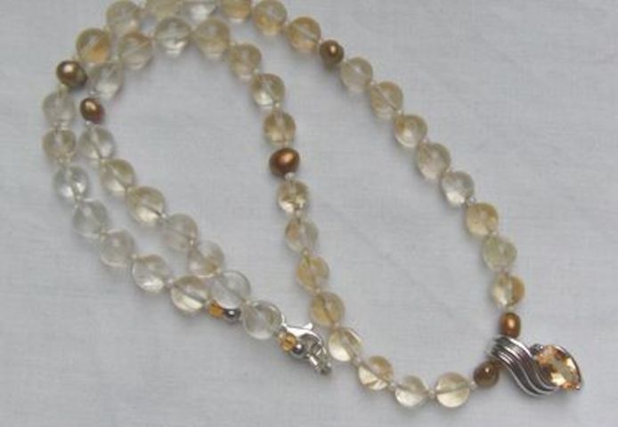 Citinkette mit Citrinanhänger, 925 Silber