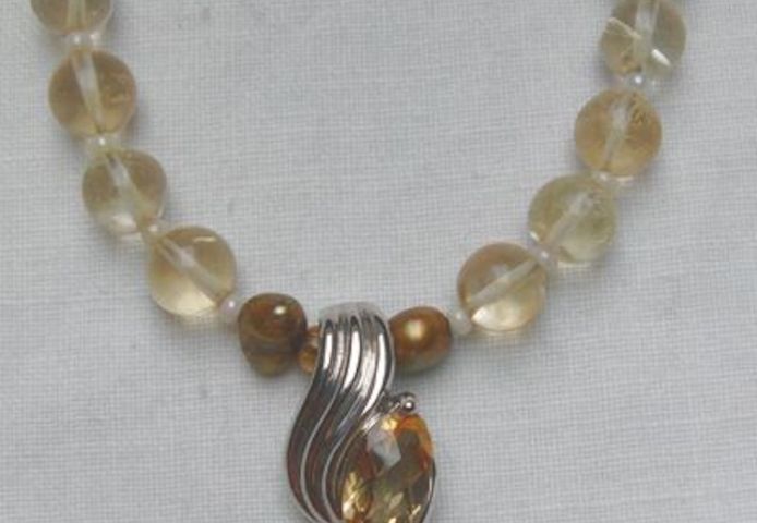 Citinkette mit Citrinanhänger, 925 Silber