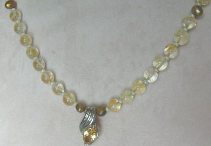 Citinkette mit Citrinanhänger, 925 Silber