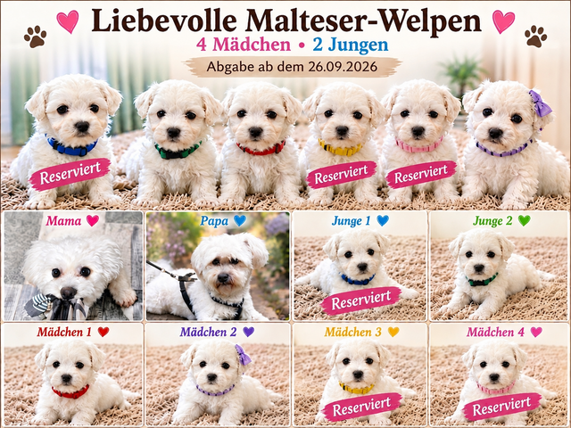 Liebevolle Malteser-Welpen – 4 Mädchen & 2 Jungen