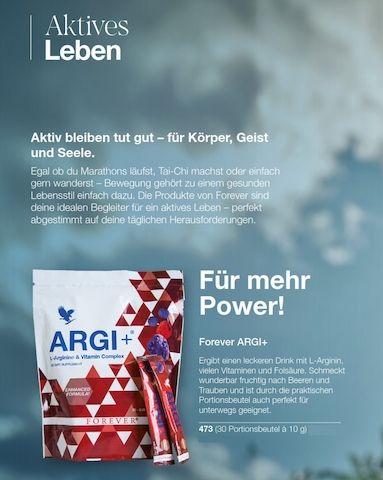 Steigere deine Leistungskraft mit Forever ARGI+