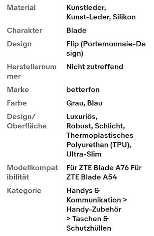 Hülle für ZTE Blade A76/A54 Handy Tasche Handyhülle Hülle Schutzhülle Klapphülle
