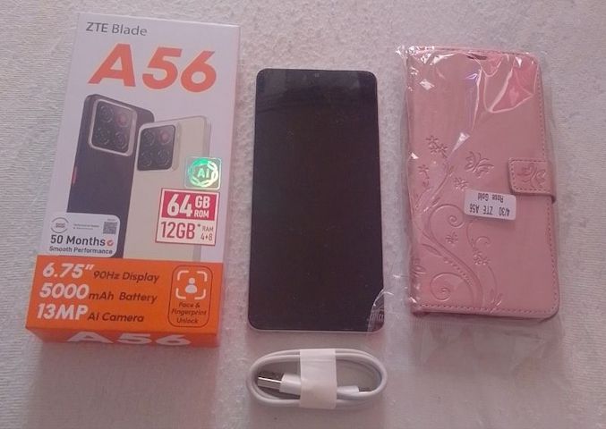 ZTE Blade A56 64 GB Floating Gold Dual SIM Smartphone Handy Mobiltelefon + Hülle